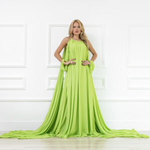 vestido largo manga larga super fluida